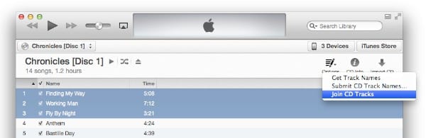 iTunes 11에서 CD 트랙 결합 옵션이 나타나지 않음