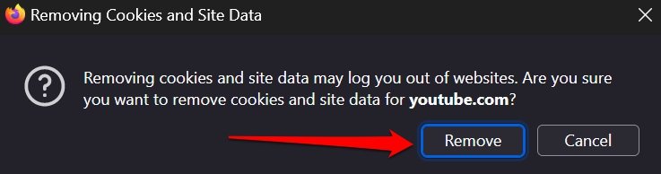 eliminar datos del sitio de YouTube en Firefox PC