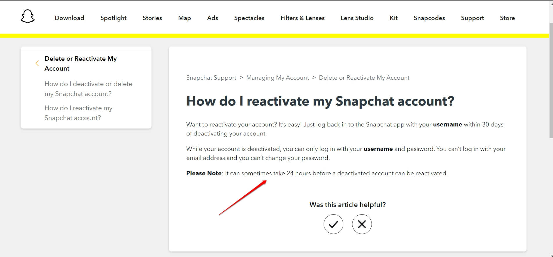 Reaktivierung des Snapchat-Kontos