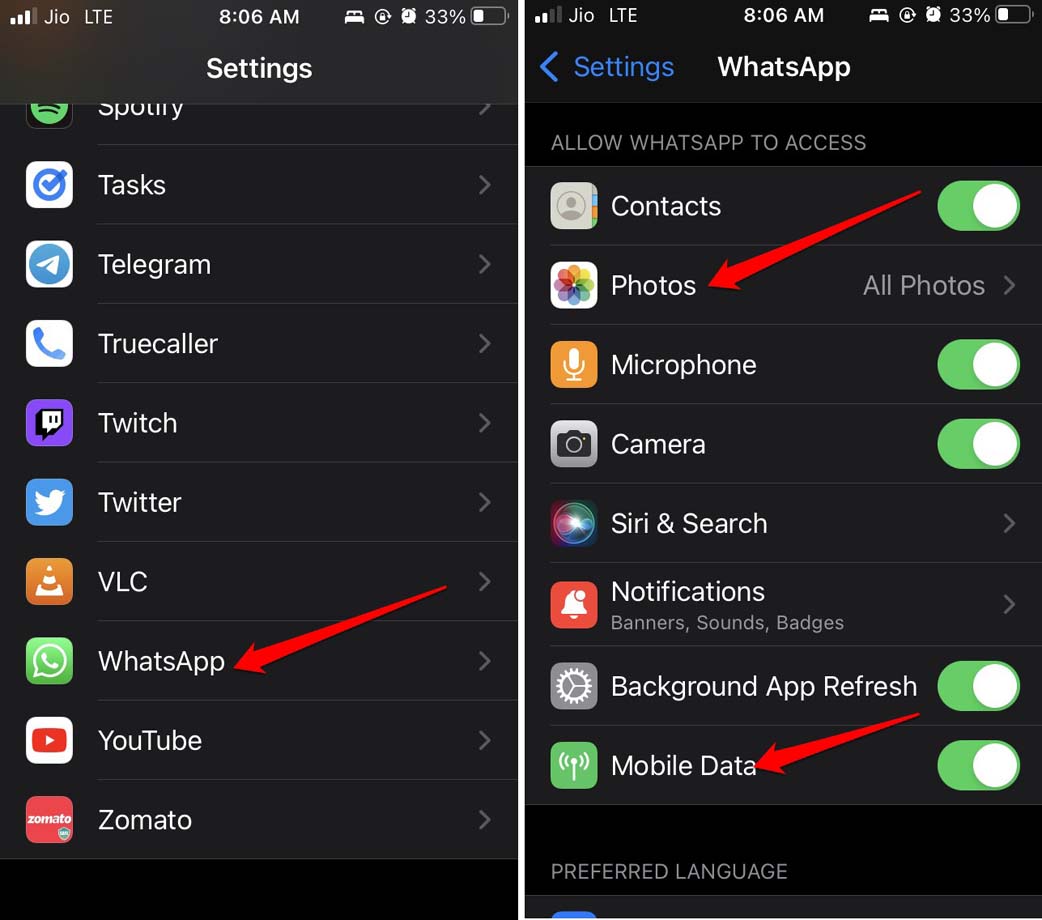 WhatsAppの権限を有効にする