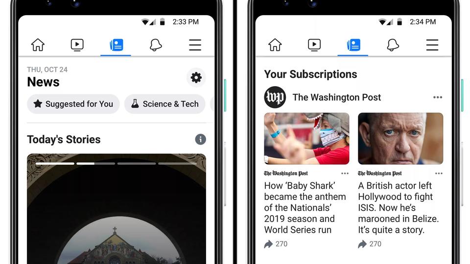 Le nouvel onglet d'actualités de Facebook lancé aux États-Unis avec un accent sur les sources locales