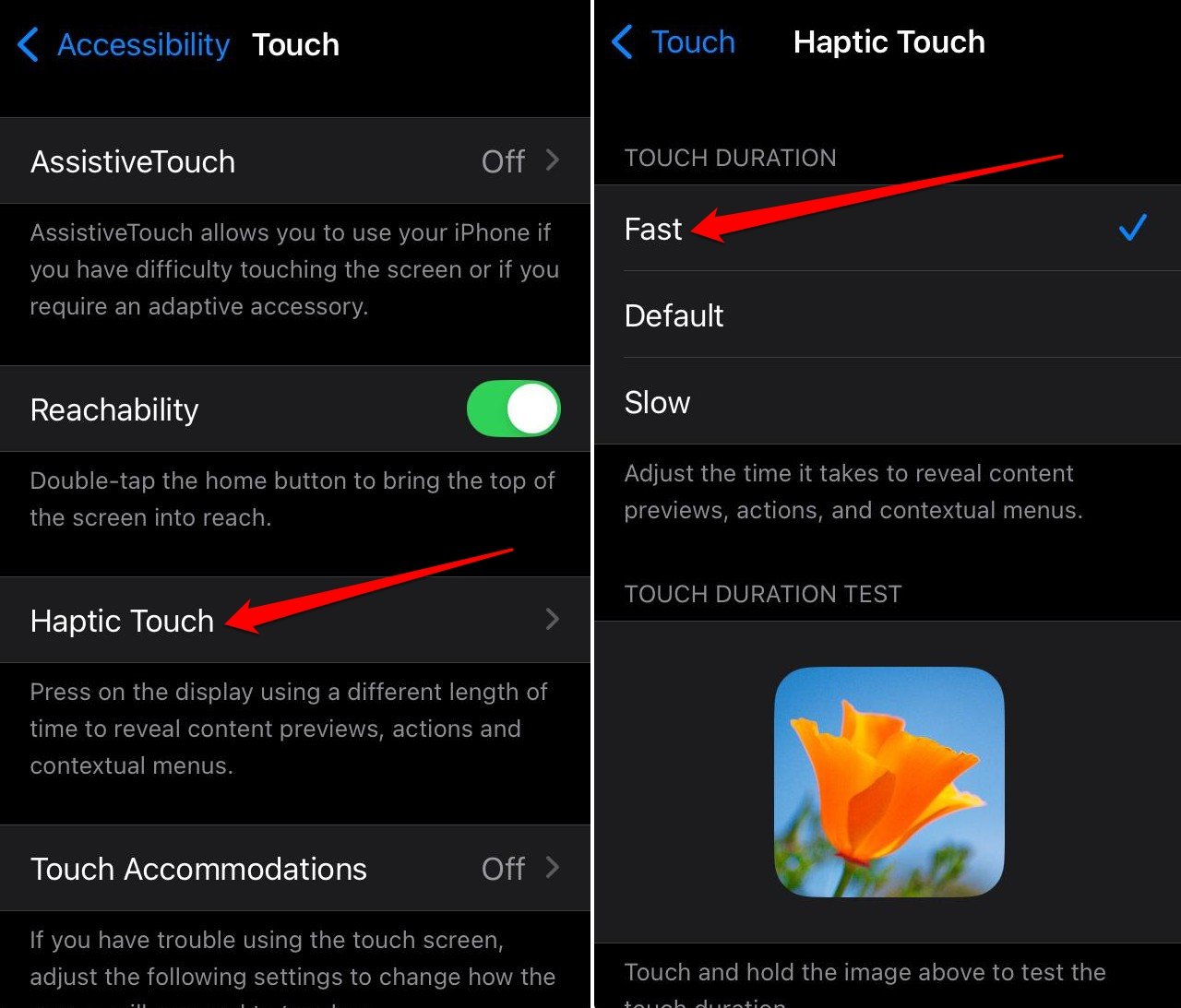 activer un toucher haptique plus rapide sur iPhone