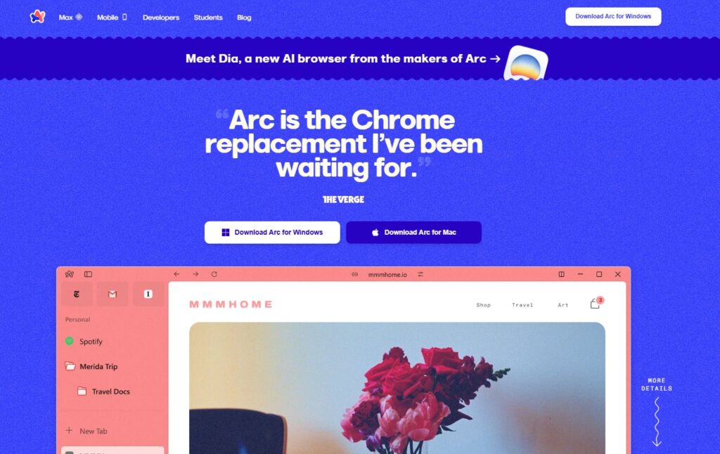 Arc Browser – Repenser les onglets - Meilleur navigateur basé sur Chromium