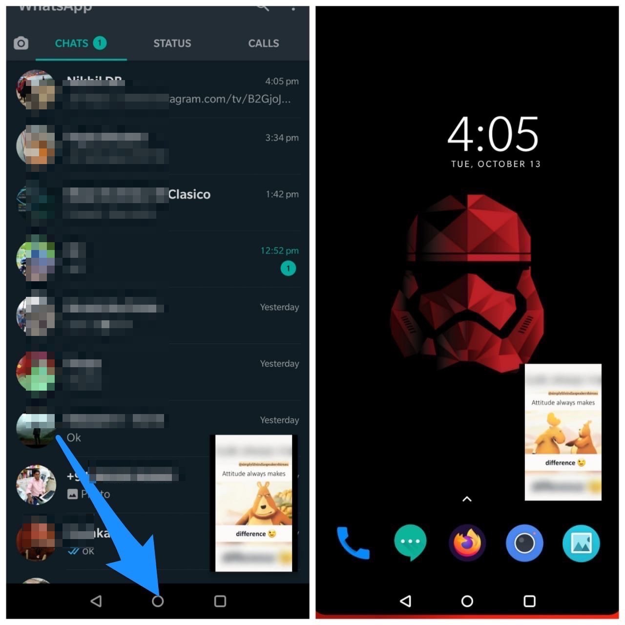 Premi il pulsante Home per PiP