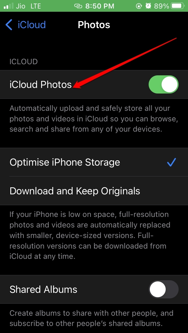 photos iCloud activées
