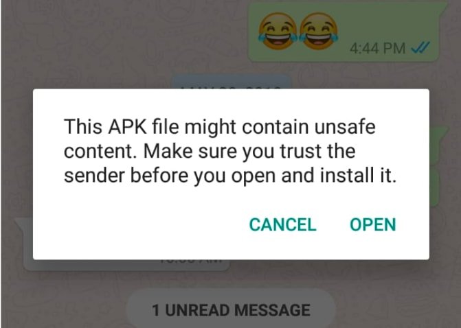 APK n'a pas de contenu sûr