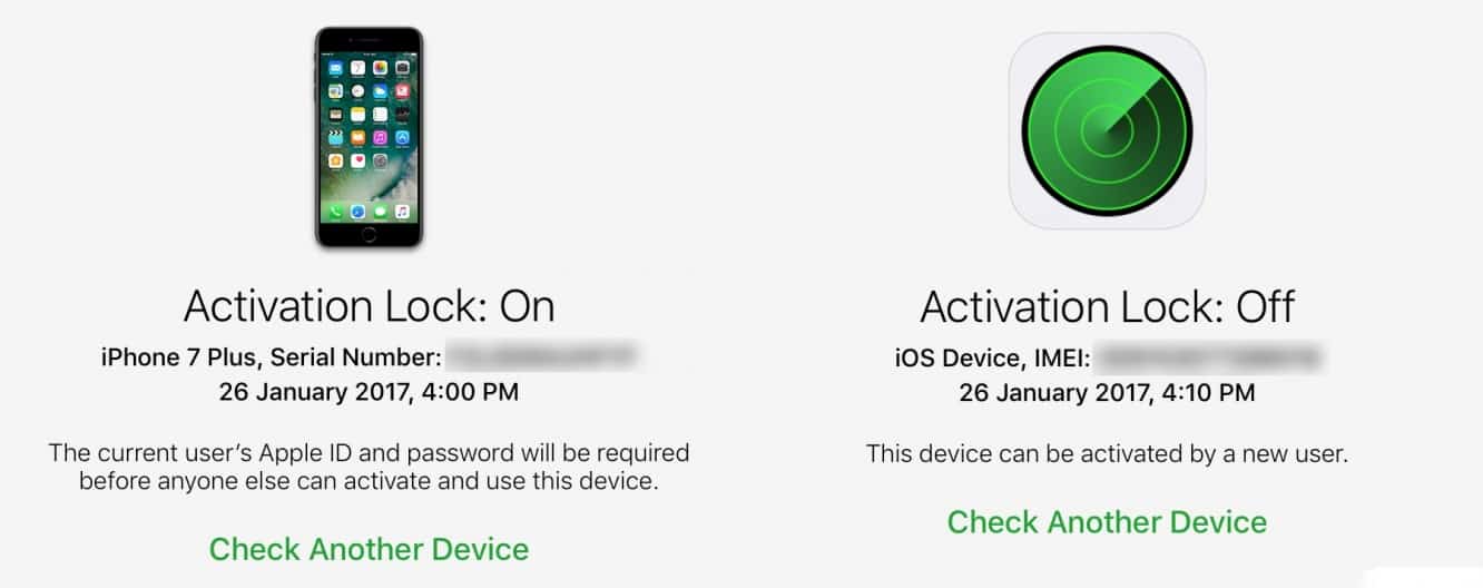 Vérification de l'état de verrouillage d'activation avant d'acheter un appareil iOS