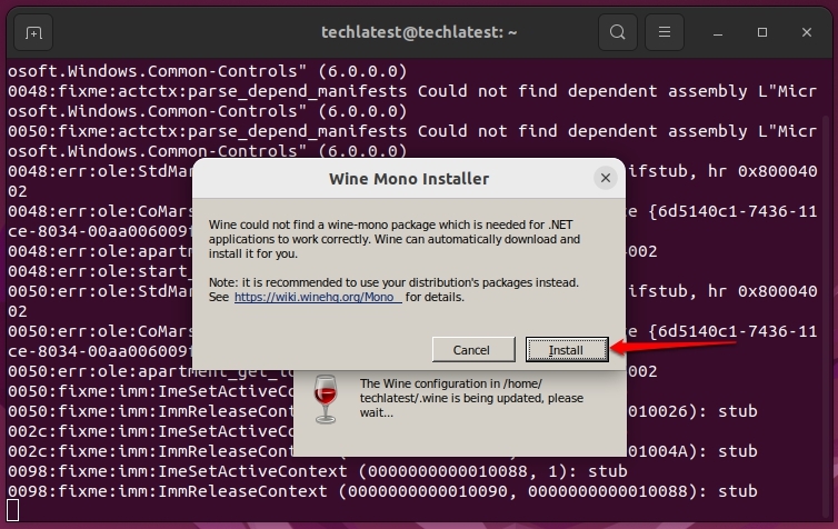 Paquet Wine Mono - iTunes sur Ubuntu