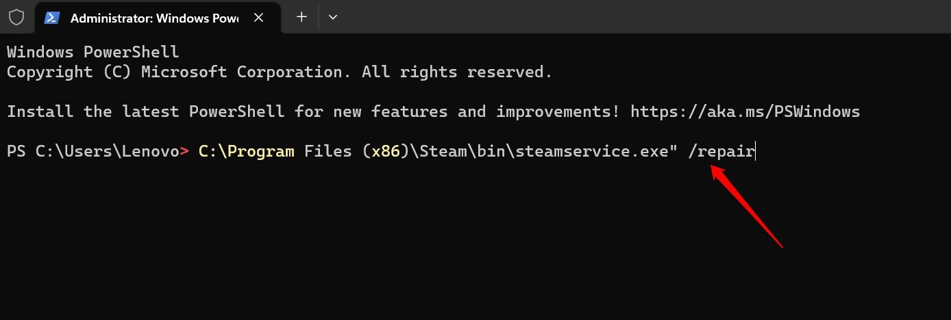 réparer l'application Steam