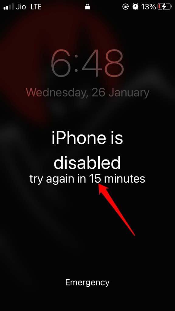 iphone отключен на 15 минут