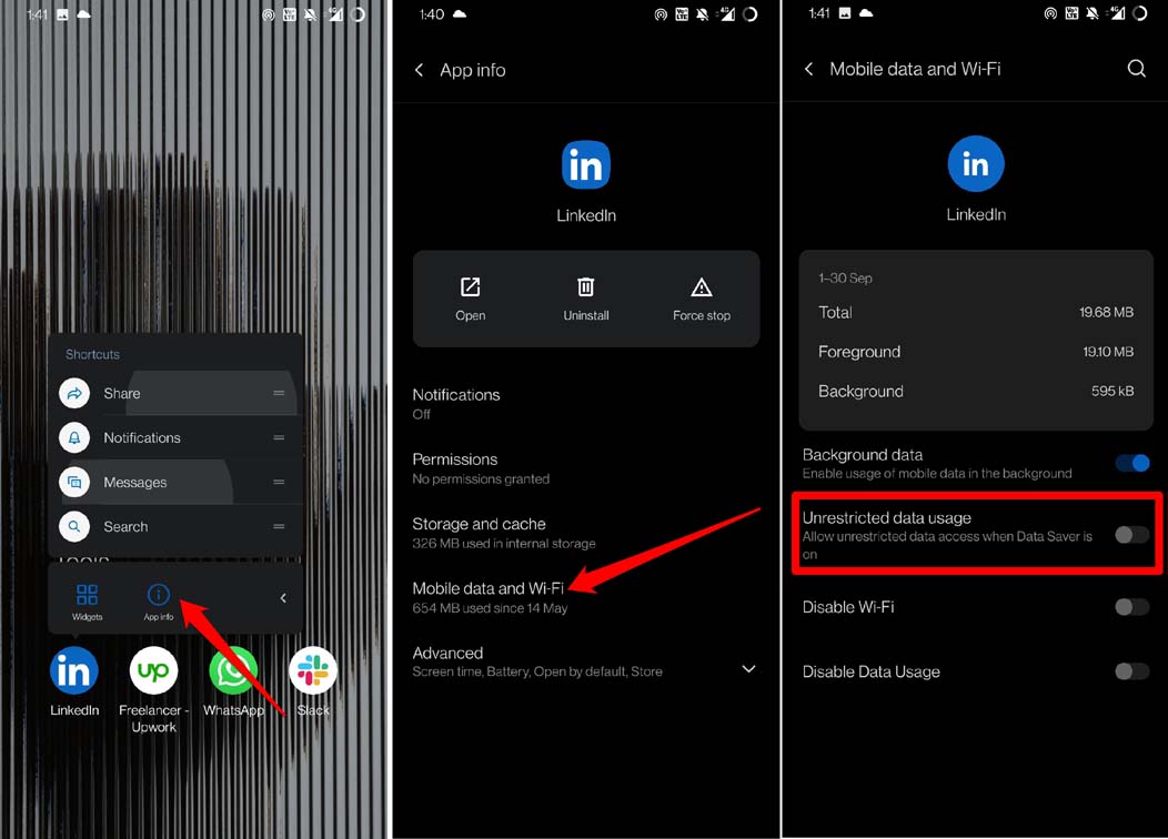 desativar uso de dados sem restrições