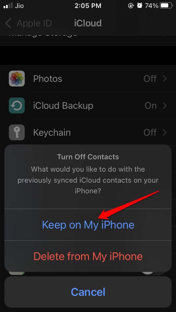 conserver sur mon iPhone iCloud