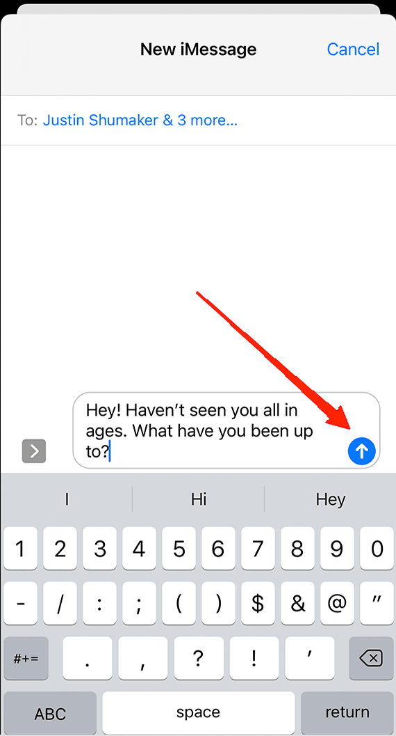 appuyez sur le champ de texte et tapez votre message