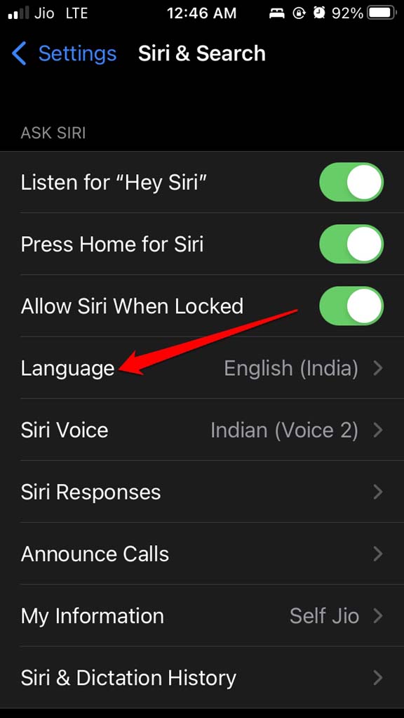 idioma do siri no iPhone