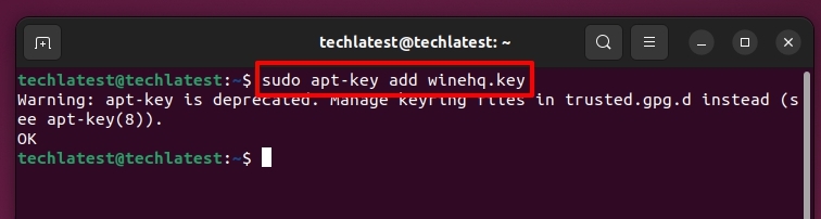 Ajouter la clé du dépôt Wine - iTunes sur Ubuntu