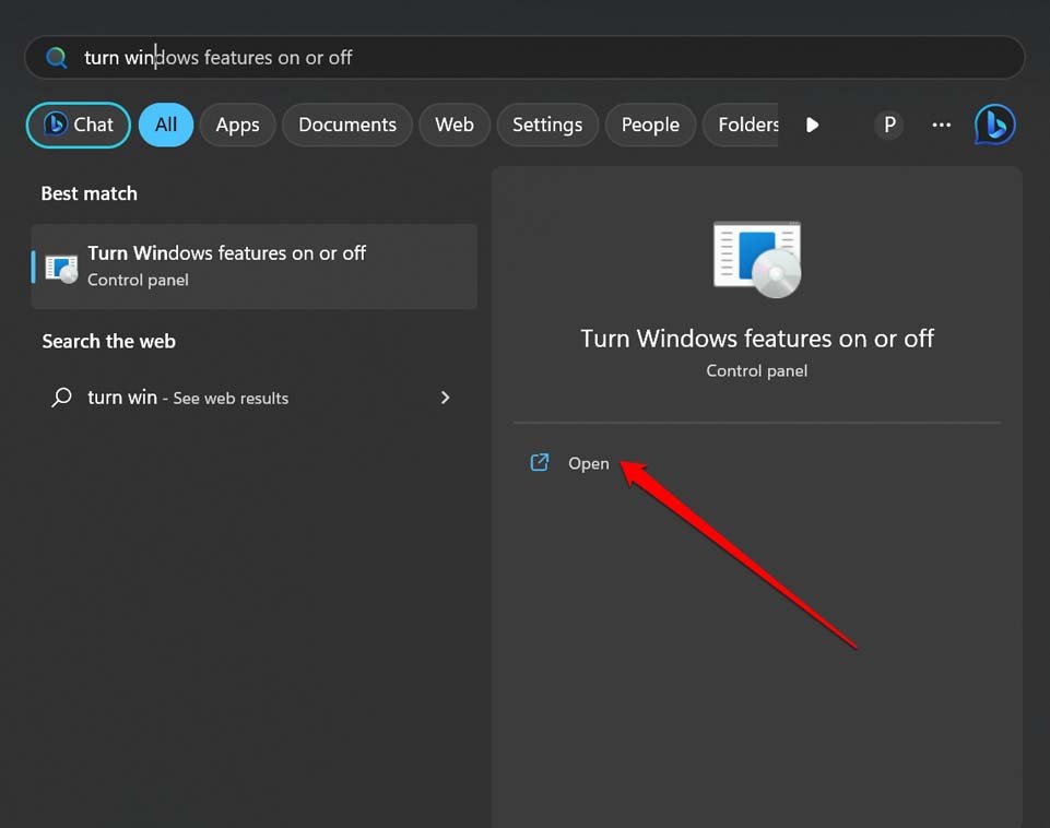 Windowsの機能をオンまたはオフにする