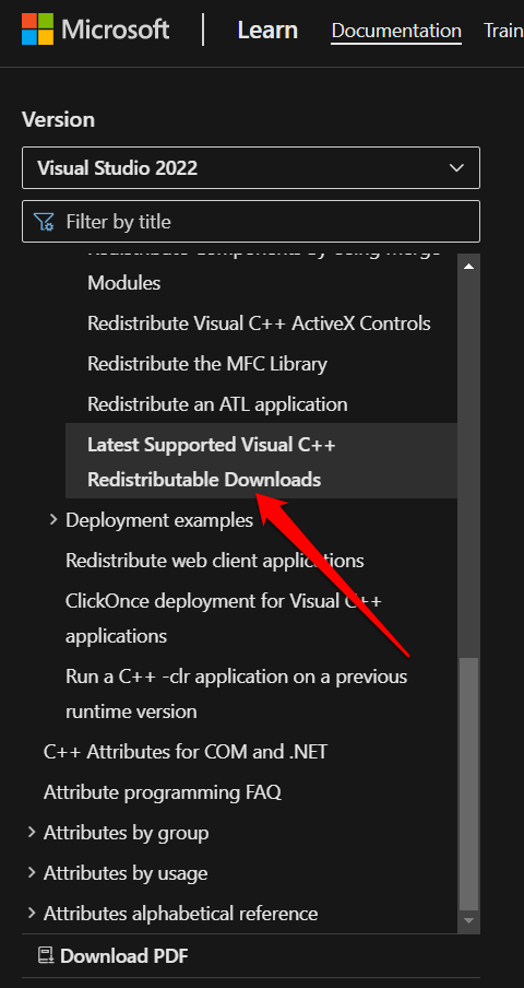 download più recente Visual C++ Redistributable