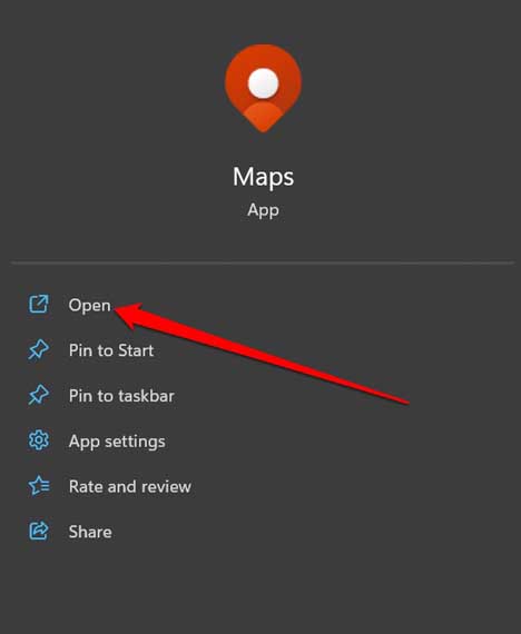 abrir aplicación de mapas