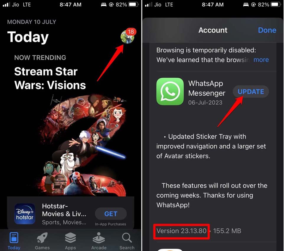 aggiorna WhatsApp su iOS per utilizzare la funzione di programmazione delle chiamate WhatsApp