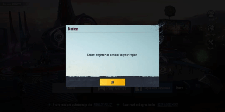 Impossible de s'inscrire dans votre région correction pubg mobile kr version