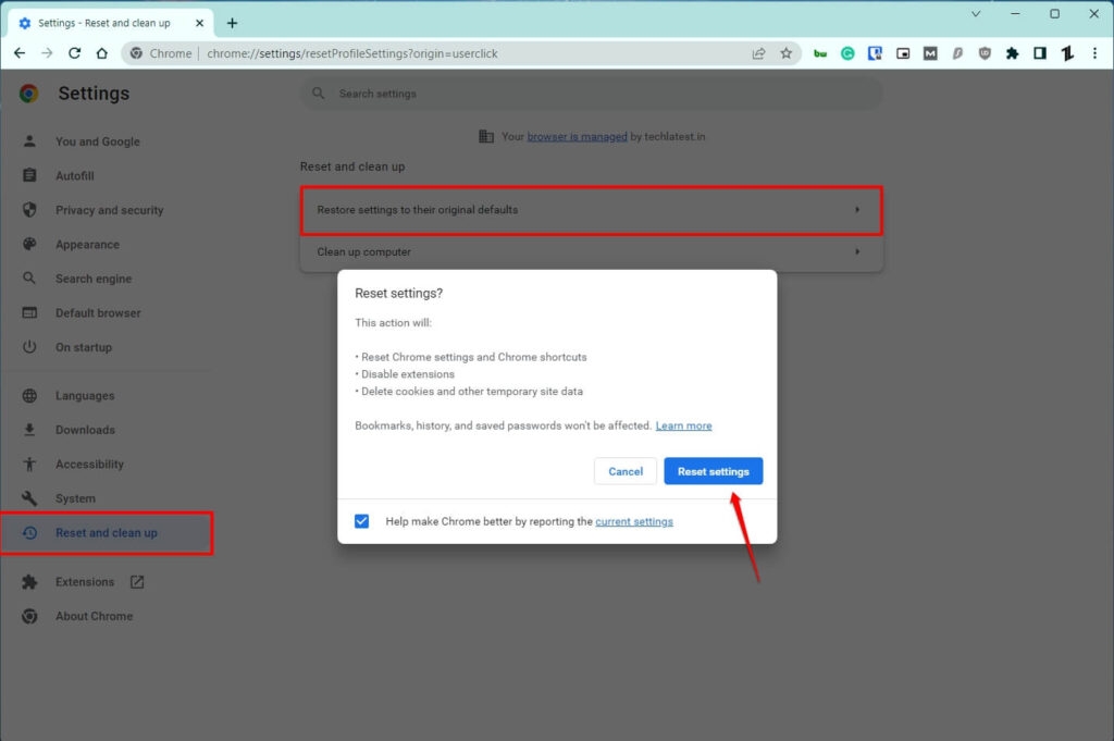 Chrome 초기화