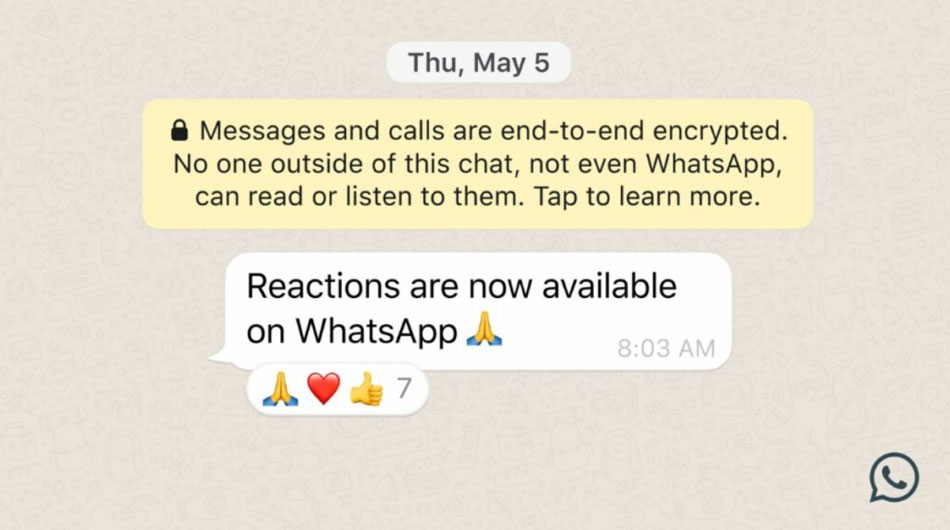 Reacciones en WhatsApp