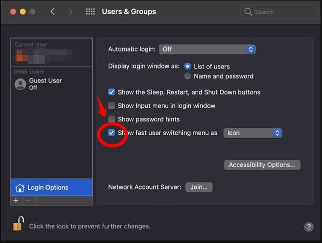 Fast User Switching Old - MacBook Menu Bar Disappeared
