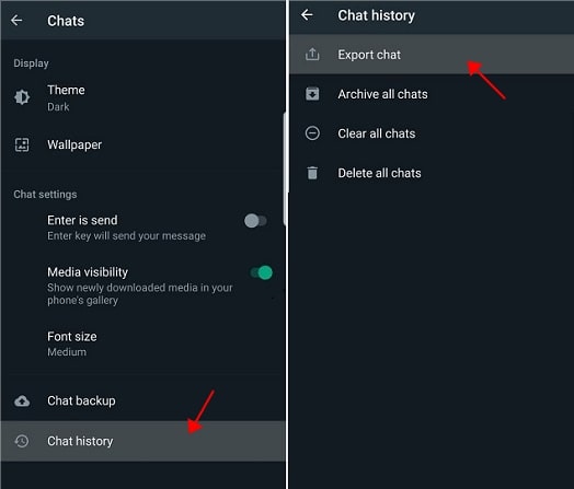 whatsapp chat par e-mail