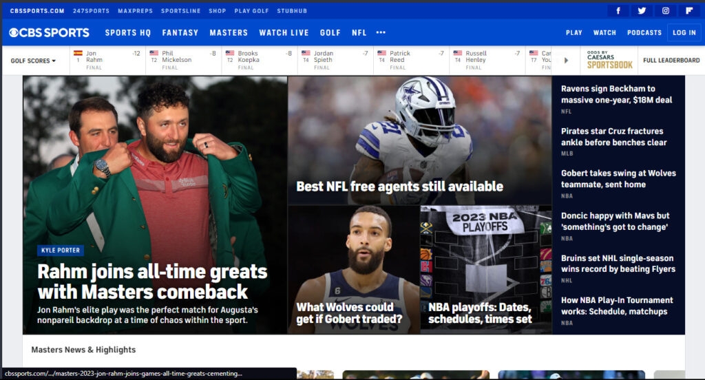 CBS Sports - Mejores Sitios y Aplicaciones para Transmitir la NFL