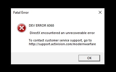 Исправление: ошибка разработчика COD Warzone 6068 на Windows