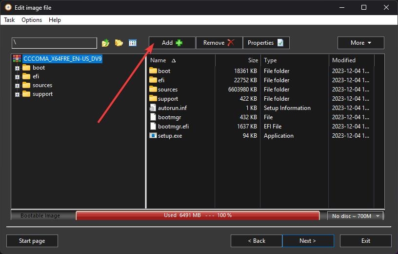 Modifica il file ISO