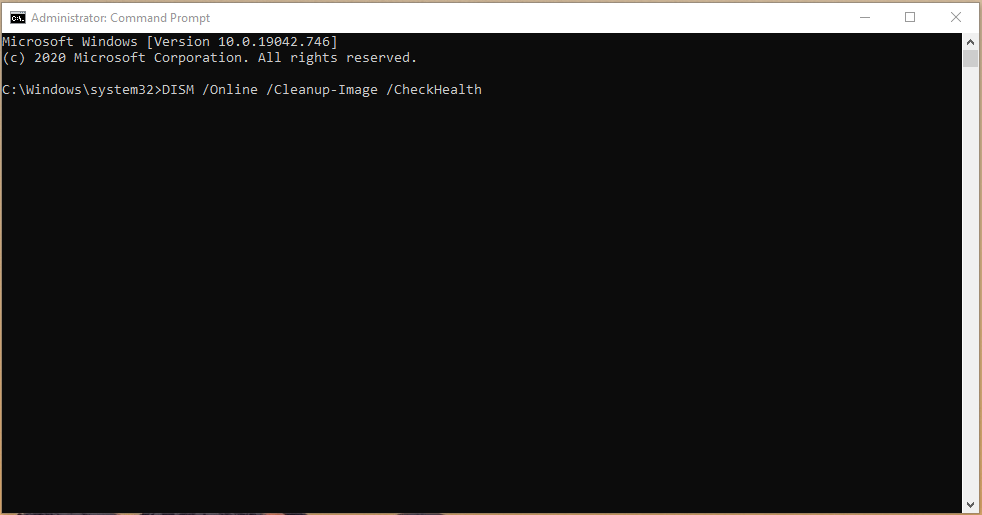 DISM /Online /Cleanup-Image /CheckHealth