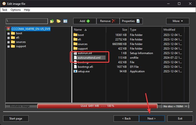 Modifica il file ISO