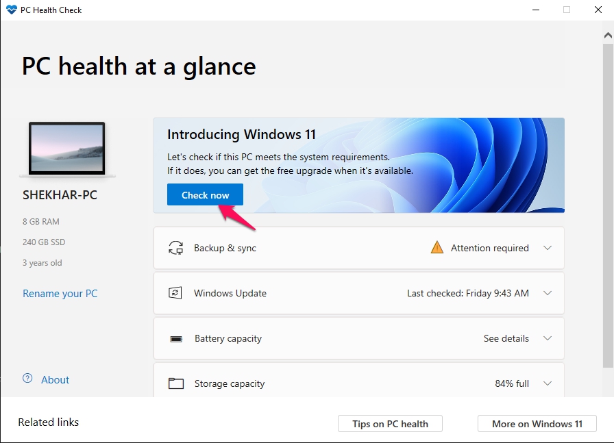 PC Health Check App