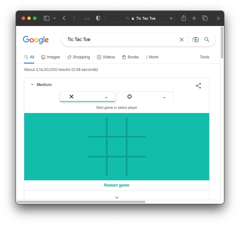 Tic Tac Toe - Jeux Gratuits sur Google