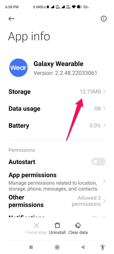 Cancella la cache dell'app Wearable
