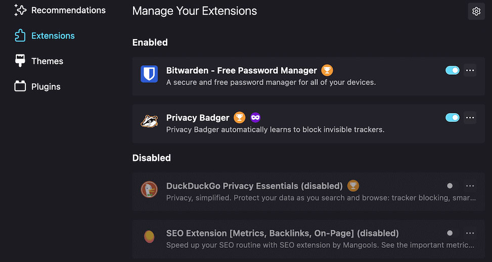 Отключите расширения Firefox - Устранение PR_CONNECT_RESET_ERROR