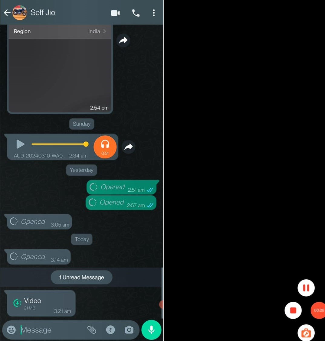 registrare lo schermo del video visualizzabile una volta in WhatsApp utilizzando l'app di registrazione dello schermo