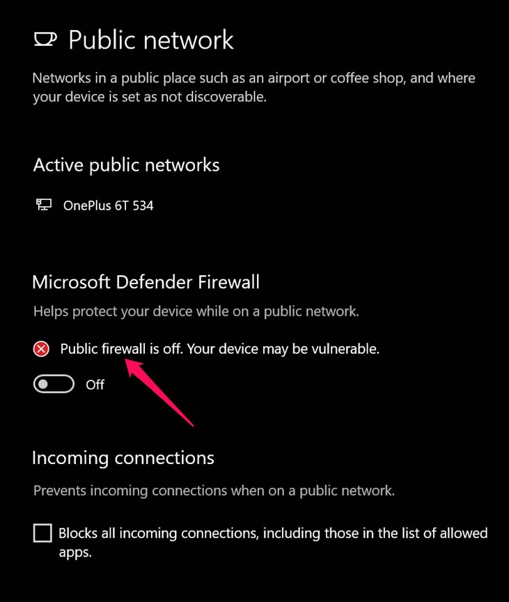 desativar firewall do Windows