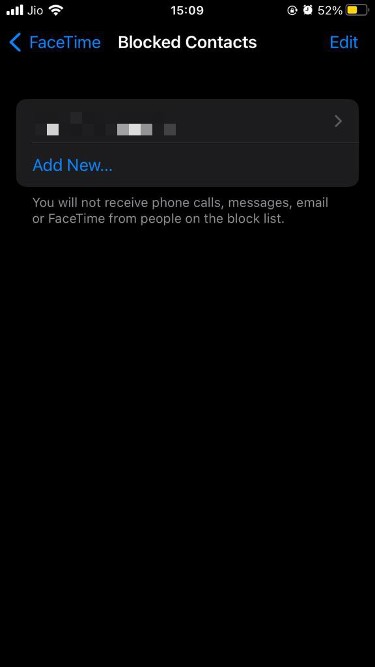 lista de contactos bloqueados facetime