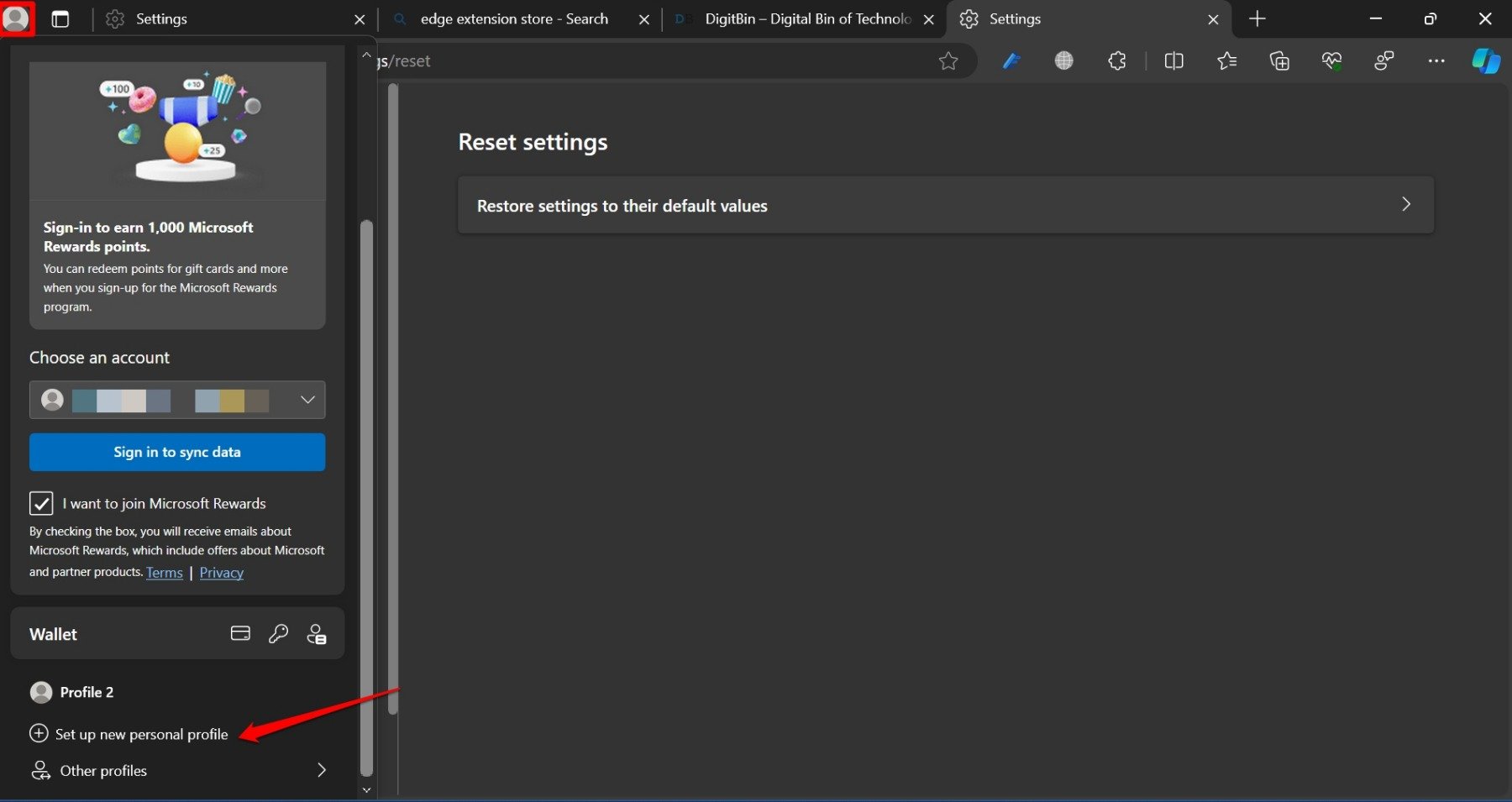 Ein neues persönliches Profil im Microsoft Edge-Browser einrichten