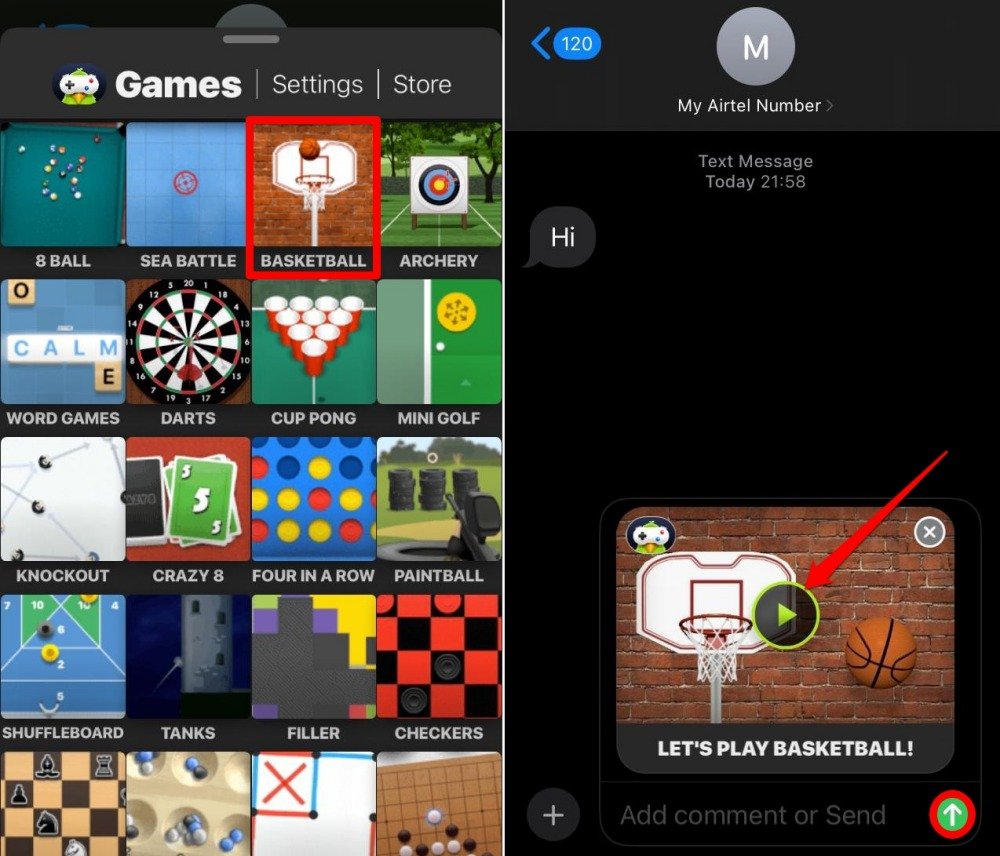 jogar um jogo no iMessage com um contato