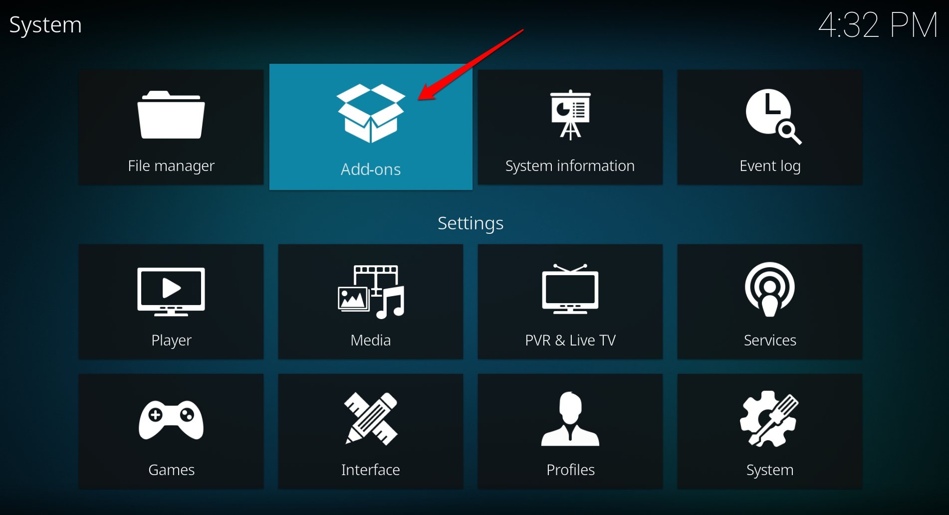 acessar os add ons no Kodi