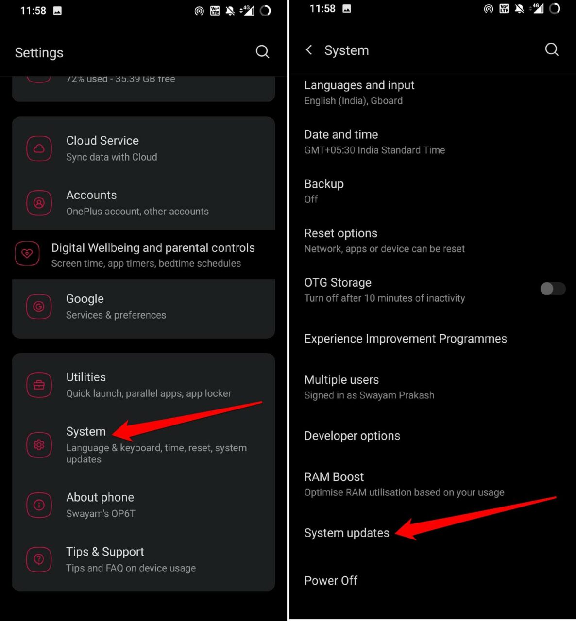 aggiornamento del sistema Android