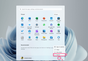 Windowsコンピュータを再起動する