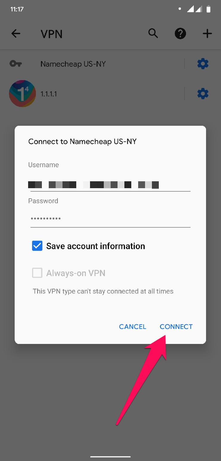 Clicca per connettersi alla VPN