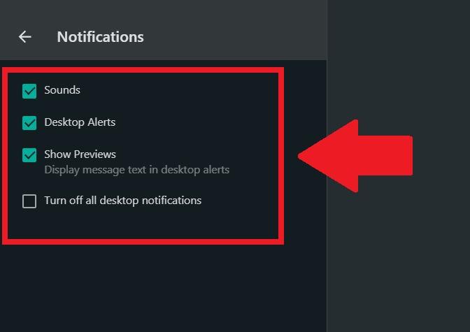 Desativar Notificações de Desktop