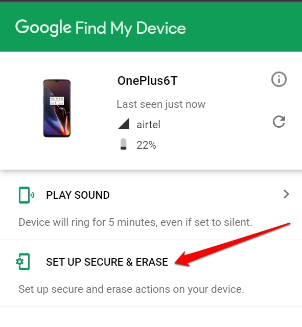 configurar seguro y borrar en teléfono Android
