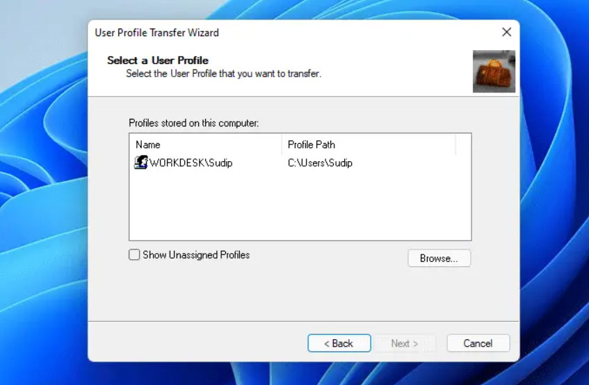 Fazer backup de um perfil de usuário usando o Transwiz