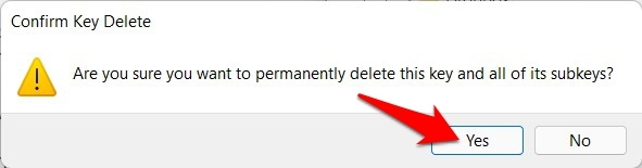 Windows 11에서 레지스트리 삭제 확인